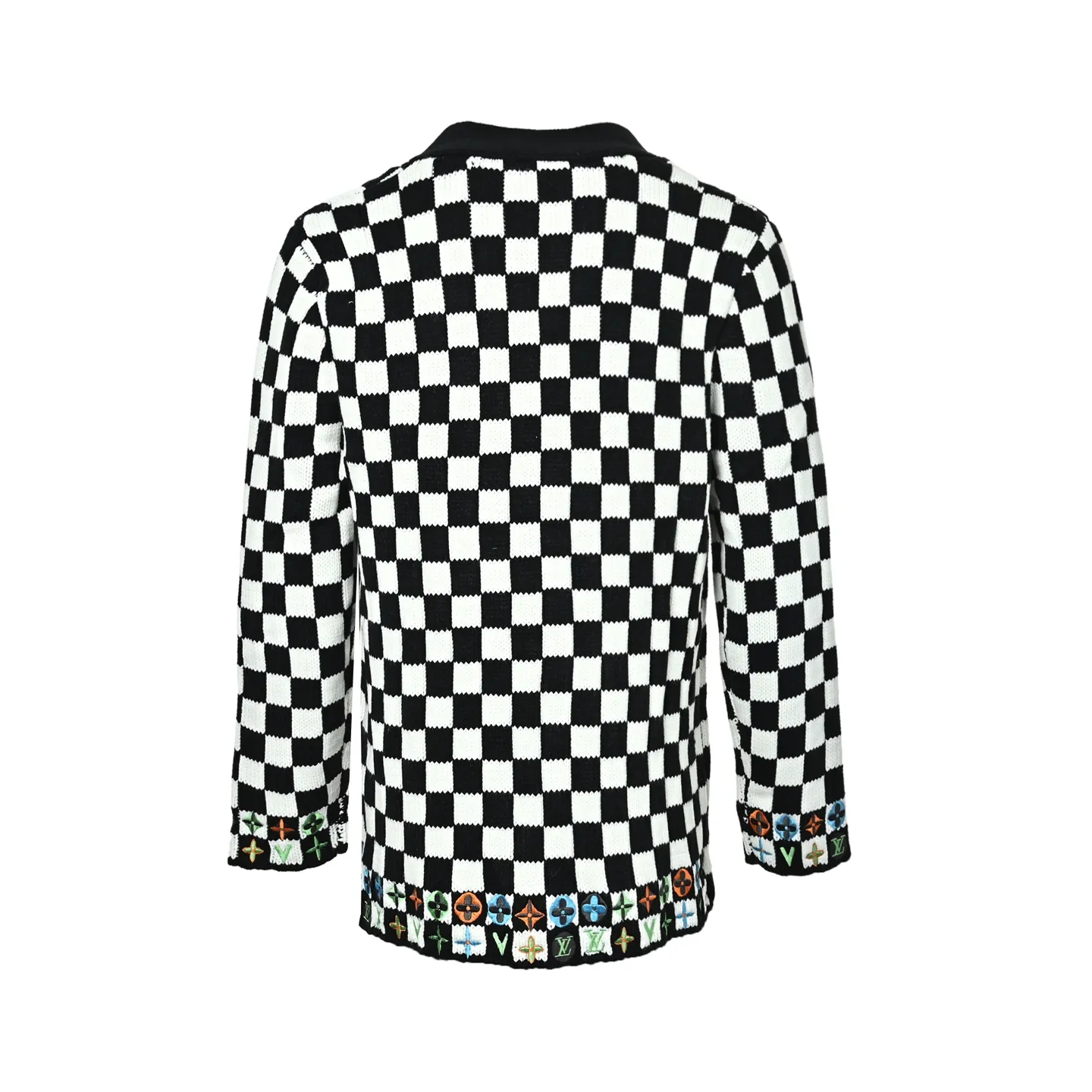 Louis Vuitton/Louis Vuitton colorful checkerboard knitted sweater cardigan